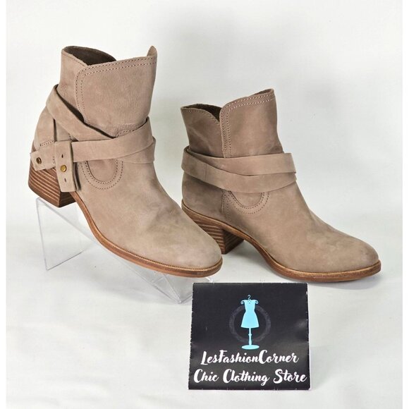 UGG Elora Sahara Women's Taupe Suede Leather Ankle Boots Heel Size 7.5 217 - Picture 5 of 16